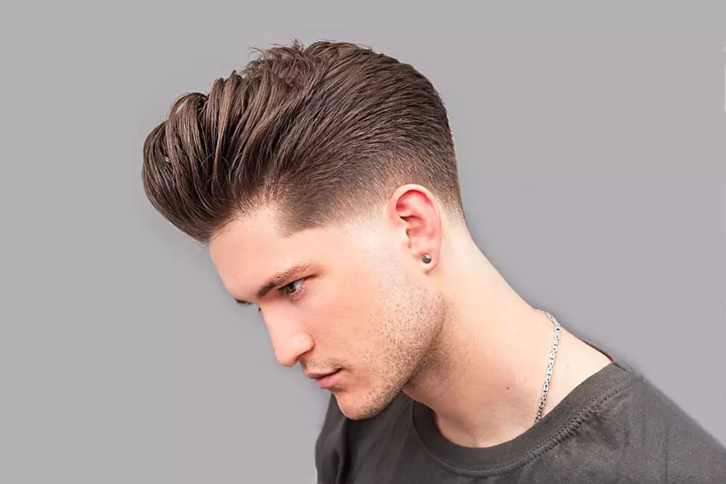 Pompadour with a Low Taper Fade